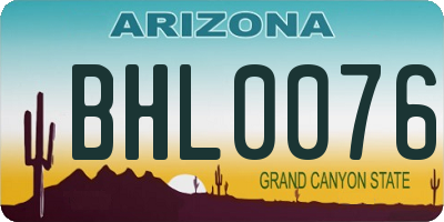AZ license plate BHL0076