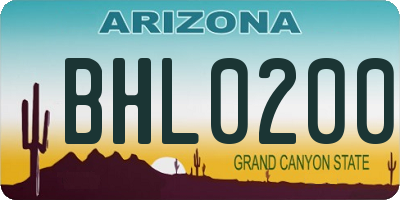 AZ license plate BHL0200