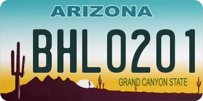 AZ license plate BHL0201