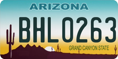 AZ license plate BHL0263