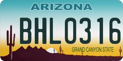 AZ license plate BHL0316