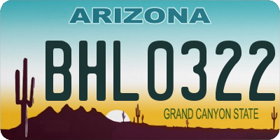 AZ license plate BHL0322