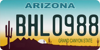 AZ license plate BHL0988