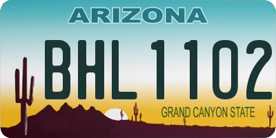 AZ license plate BHL1102