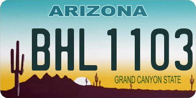 AZ license plate BHL1103