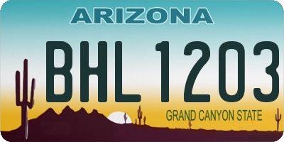 AZ license plate BHL1203