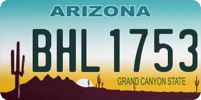 AZ license plate BHL1753