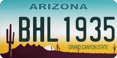 AZ license plate BHL1935
