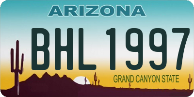 AZ license plate BHL1997