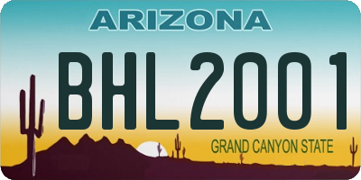 AZ license plate BHL2001