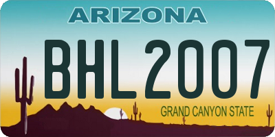 AZ license plate BHL2007