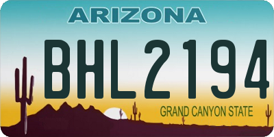 AZ license plate BHL2194