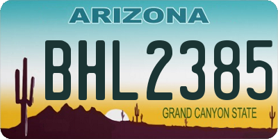 AZ license plate BHL2385