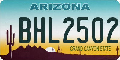 AZ license plate BHL2502