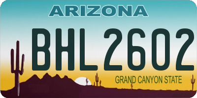 AZ license plate BHL2602