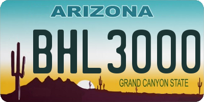 AZ license plate BHL3000