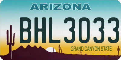 AZ license plate BHL3033