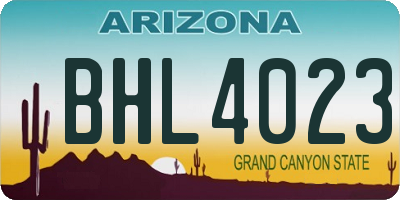 AZ license plate BHL4023