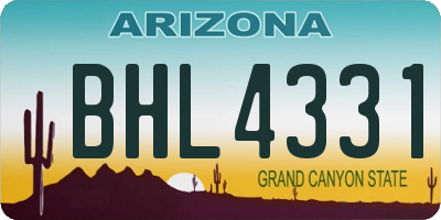 AZ license plate BHL4331