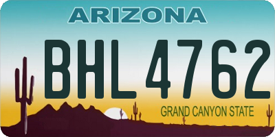 AZ license plate BHL4762