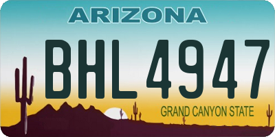 AZ license plate BHL4947