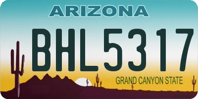 AZ license plate BHL5317
