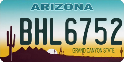 AZ license plate BHL6752