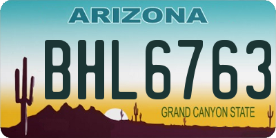 AZ license plate BHL6763