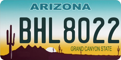 AZ license plate BHL8022