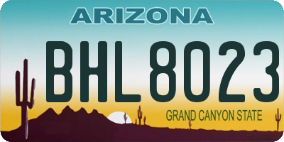 AZ license plate BHL8023