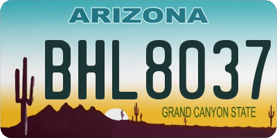 AZ license plate BHL8037