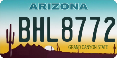 AZ license plate BHL8772