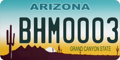 AZ license plate BHM0003