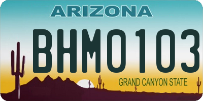 AZ license plate BHM0103