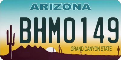 AZ license plate BHM0149