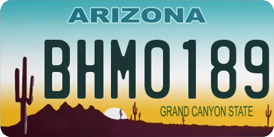 AZ license plate BHM0189
