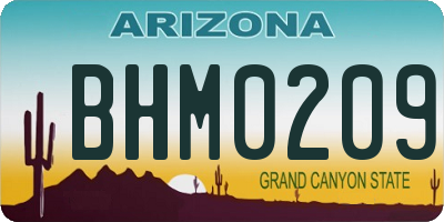 AZ license plate BHM0209
