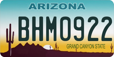 AZ license plate BHM0922