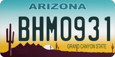 AZ license plate BHM0931