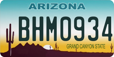 AZ license plate BHM0934