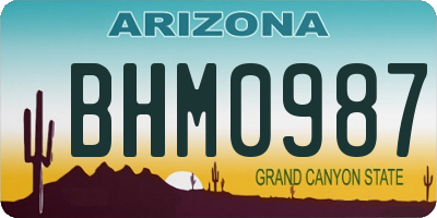 AZ license plate BHM0987
