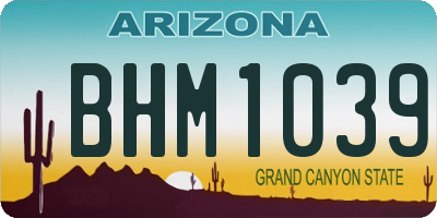 AZ license plate BHM1039