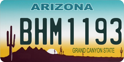 AZ license plate BHM1193