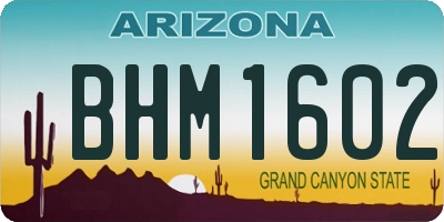AZ license plate BHM1602