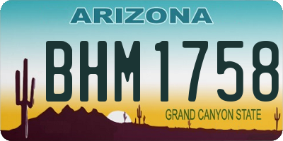 AZ license plate BHM1758