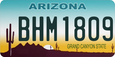 AZ license plate BHM1809