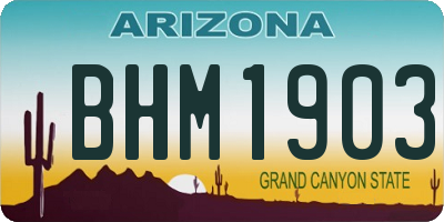 AZ license plate BHM1903