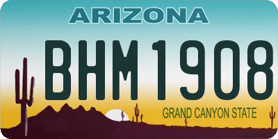 AZ license plate BHM1908