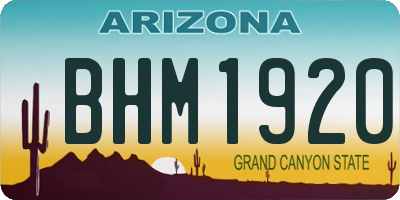 AZ license plate BHM1920