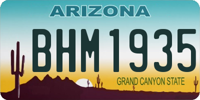 AZ license plate BHM1935